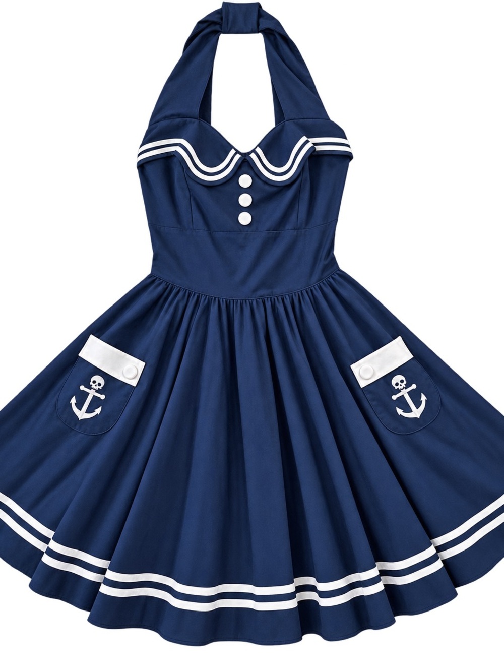 NWOT Hell Bunny Motley Sailor Dress Skull Anchor Rockabilly Hot Topic